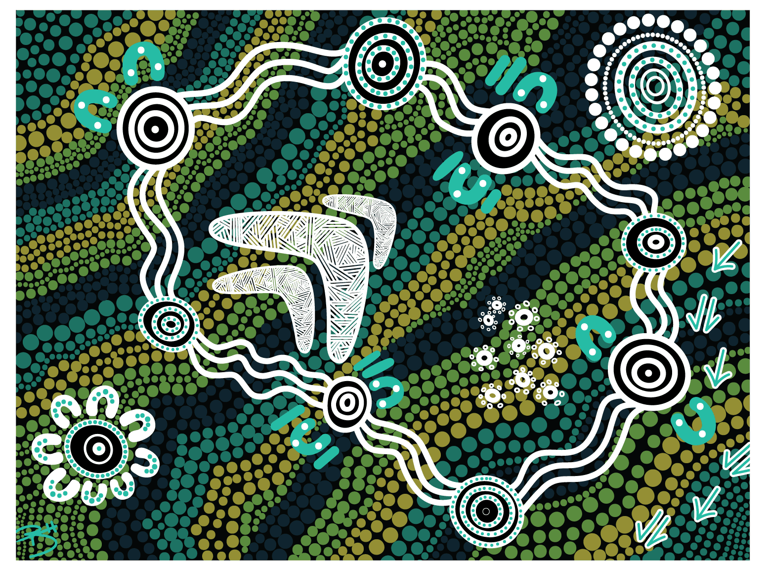 An indigenous painting by Brad Hore OLY.