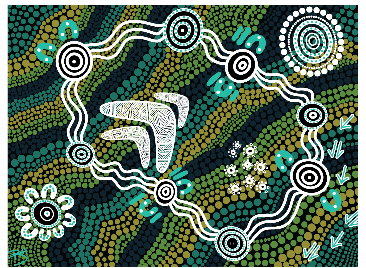 An indigenous painting by Brad Hore OLY.